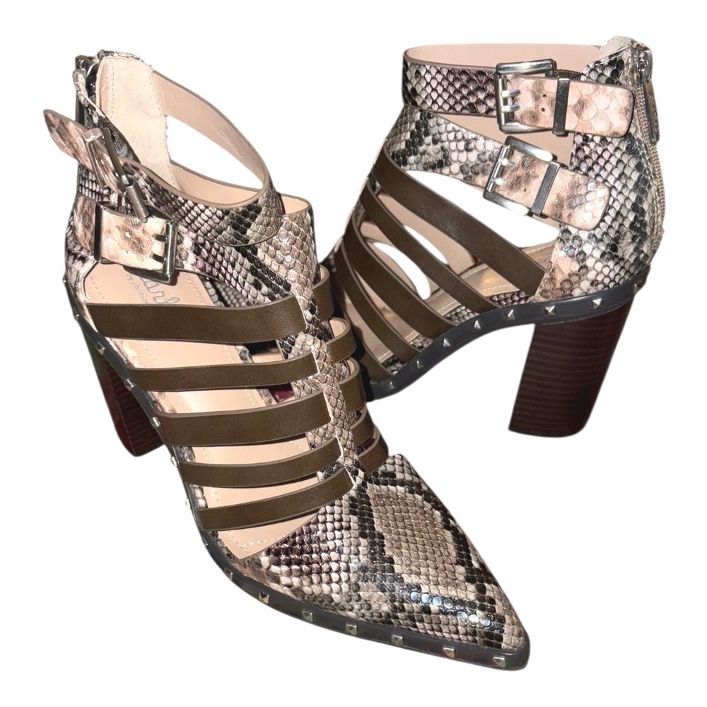Charles David Diesel Bootie Caged Heels Studded NWOT sz 7.5 Vegan Leather